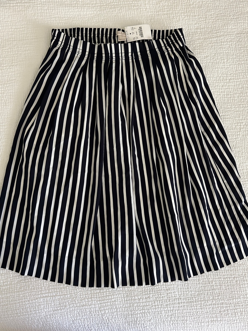 NWT J. Crew Factory Navy and White Vertical Stripe A-Line Skirt